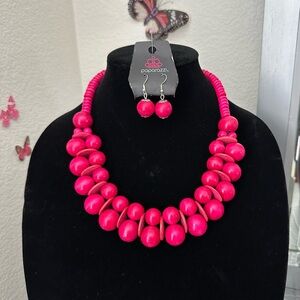 Paparazzi Bold Pink Necklace and Earring Set